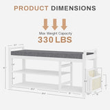Homaxy 2-Tier Shoe Rack Bench with Side Holder, 39.4 in Bamboo Entryway Bench, Shoe Rack Organizer with Cushion for Front Entrance, Hallway Living Room Bedroom, White and Dark Grey