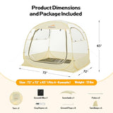 Lenotos Pop Up Sports Tent, Instant Clear Bubble Tent, with Removable Top Cover, Outdoor All Weather Shelter, for Watching Sports, Cheering, Fishing and Camping(72" L x 72" W x 65" H)