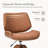 HULALA HOME Faux Leather Swivel Desk Chair No Wheels