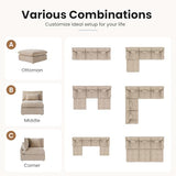WJShome Cloud Couch Modular Sectional Sofa for Living Room, Down Filled 160" U Shaped Couch with Ottoman