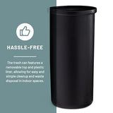Safco Open Top Trash Can, 14 Gallon Stainless Steel Modern Garbage Can for Indoor Use