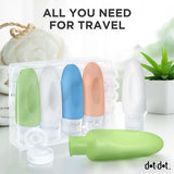 Dot&Dot Leak Proof Travel Bottles - Tubes for Liquid TSA Approved 3oz Silicone Toiletries Travel Shampoo & Conditioner Containers with Labels