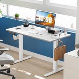 Electric Standing Desk Adjustable Height, 48x24 Inch Sit Stand Up Home Office Desks Computer Workstation PC Work Table, White