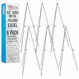 Art Supply 63" High Metal Folding Display Easel (6 Pack) - Adjustable Height, Instantly Collapses