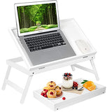 Lap Desks Bed Table White Breakfast Tray with Folding Legs Kitchen Serving Tray for Notebook Computer Bed