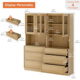 WAMPAT Modern 72" Tall Bookshelf with 6 Drawers and Book Shelves
