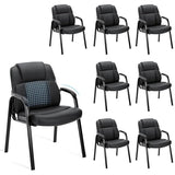PU Leather Big and Tall No Wheels Executive Office Chair with Padded Arms for Reception Conference Room Lobby