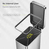 Stainless Steel Step Garbage Can for Kitchen or Home, Space-Saving Garbage Can with Soft Close Lid