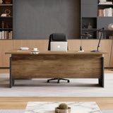 GT BLACK TURNSTONE 63" L Shaped Executive Desk, Modern Office Desk with 3 Drawers