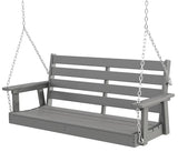 GREENVINES Porch Swing | 51’’ | HDPE Plastic | for Outdoor Patio | All Weather | Waterproof Bench Swings | w/ 4 Stainless Steel Chains | Grey