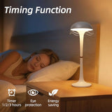 DEXULESA Touch Control Table Lamp with 3 Color Temperatures & 8 RGB Colors, Stepless Dimming & Timer, Rechargeable Table Lamp (White)