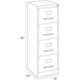 Scranton & Co 22" 4-Drawer Metal Letter Width Vertical Filing Cabinet in Beige, Lockable
