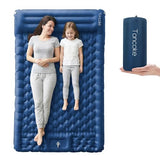 Toncoke 5.1" Thick Double Sleeping Pad with Foot Pump & Pillow, 77.5x53.9 2-Person Air Mattress for Camping, Ultralight & Compact for Backpacking, Hiking, Car Travel Navy Blue