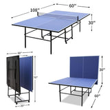 GarveeLife Portable Ping Pong Table, 9 FT Professional Indoor/Outdoor Table Tennis Tables Game Set with Net, 2 Tennis Paddles and 3 Balls for Adults/Teens, Quick Assembly