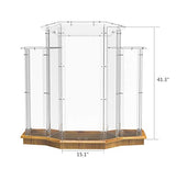 FixtureDisplays® Podium, Wood Base w/Clear Ghost Acrylic, Lectern, Pulpit, 3 Tier Construction