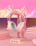 ONITOON Pink Deer Antler Ears for Headphones, Silicone Cute Ears Attachment, Lovely Detachable Accessories Fit for Gaming Headset, Lightweight & Durable
