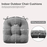 Quilmfoam 16.5"x15.5" Kitchen Chair Cushions Set of 4 for Dining Chair, Soft Tufted Non-Slip Memory Foam, Dark Grey