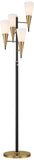 Possini Euro Design Quatro Mid Century Modern Tree Floor Lamp 71" Tall Black Warm Gold Metal 4-Light Frosted Glass Cone Shades Decor for Living Room Reading House Bedroom Home Office House