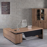 Retractable L-Shaped Executive Desk, Commercial-Grade Office Desk with Reversible Storage Cabinet