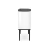 Brabantia Bo Touch Top Kitchen Trash Can with Single Compartment & Raised Legs | White | 9.5 Gal Inner Bucket | Soft-Close Garbage Can, Stay-Open Lid | Fits Against Wall | + Trash Bags