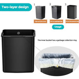 6.6 Gallon/25L Stainless Steel Square Trash Can, Large Capacity Kitchen Garbage Can, Business Trash Bin