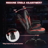 Sweetcrispy Computer Gaming Chair: PU Leather Ergonomic Lumbar Support with Flip-up Armrest
