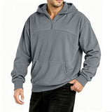 GINGTTO Mens Quarter Zip Pullover Hoodies For Men Grey Corduroy Sweater Men 1/4 Zip Hoodie L