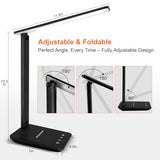 shinelife LED Desk Lamp for Office Home, Bright Desk Light with USB Charging Port, Adjustable Dimmable Desk Lamps 5 Modes, Black