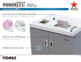 Dahle PowerTEC 747 CS Paper, CD/DVD, & Blu-ray Shredder, P-7 | O-6 Super Micro Cut, NSA/CSS 02-01, Jam Protection, Auto Oiler