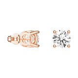MSBLUE®Rose 2 Ct. DEW Round Brilliant 4-Prong Solitaire Stud Earrings | Alternative | D Color VVS1 Clarity | Hypoallergenic, For Anniversary, Gift, Women