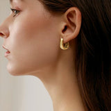 14K Gold Small Chunky Hoop Earrings for Women Gold Hoop Earrings