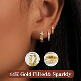 YOIHUR Small Gold Huggie Hoop Earrings Set for Women, 14K Gold Plated Chunky Hypoallergenic Stack Cartilage Earrings, 3 pcs Dainty Cute Multiple Piercing Trendy Jewelry Festival's Day Gifts for Women