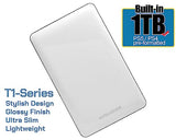 T1 Series 1TB USB 3.0 Portable External Gaming Hard Drive - White