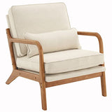 Bonnlo Fine Beige Accent Chairs Set of 2, Upholstered Mid Century Modern Lounge Fabric Chairs