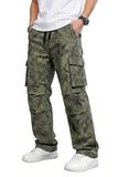 GINGTTO Camo Pants Men Baggy Cargo Green Camo Pant Wide Leg Fashion Streetwear Drawstring Stretch 36