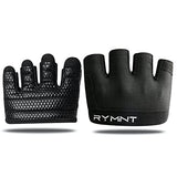RYMNT Minimal Workout Gloves,Short Micro Weight Lifting Gloves Grip Pads with Full Palm Protection & Extra Grip, Black-XSmall