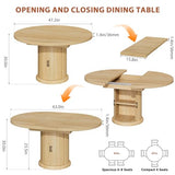 47″–63″ Extendable Round Dining Table for 4–8 with Dust-Proof 2-Tier Storage Shelf Space-Saving