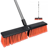 Push Broom, Swap Sides Handle Push Broom, Heavy Duty Outdoor Broom with 55" Long Handle for Cleaning of Patios, Driveways, Garages, Patios, Warehouses and Concrete Floors, 18 Inches