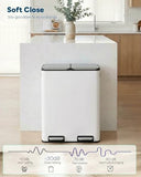 Dual Trash Can, Stainless Steel Kitchen Garbage Bin, Recycle Dustbin with Odor Control Box