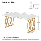 Tribesigns Modern Dining Table, 63" Large Kitchen Table for 4-6 People, Unique Rectangular Dinner Table