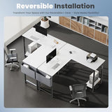 DUMOS L Shaped Desk Computer Gaming Corner Table 50 Inch Home Office Writing Student Work PC Workstation with Side Storage Bag