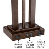 Possini Euro Design Deacon 26" High Modern Desk Table Lamp with USB Charging Ports A+C and AC Power Outlet in Base