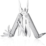 High-end Professional Multitool Pliers 15-in-1 Stainless Steel with Safety Lock 7-inch Multi Tool Foldable Pliers with Large Saw Blade Wire Cutter Scissors and Screwdirver Set Camping Survival for Man
