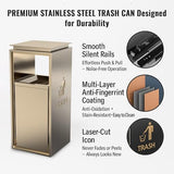 Gold Commercial Trash Can - 42L Heavy Duty Stainless Steel Garbage Bin with Lid & Liner