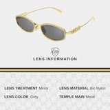 Gucci GG1803S Metal Lettering Logo Almond Narrow Shape Sunglasses with Luxury Eyewear Kit