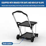 2 Tier Multi Use Foldable Shopping Cart with 2 Storage Crates,Folding Shopping Trolley Utility Cart for Office,Groceries, Warehouse,Supermarket