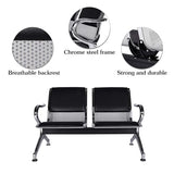 2-Seat Waiting Room Bench - PU Leather Waiting Room Chairs with Arms & Non-Slip Foot Mats
