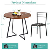 Round Dining Table Set for 4, Wood Tabletop & Heavy-Duty Steel Frame, 5-Piece Dinette with Chairs for Kitchen