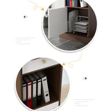 Curved Metal Lectern Podium Stand with Drawer - Floor Standing Wooden Podium for Conference