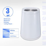BRIEFHUMAN Household Swing White Bathroom Trash Can，Brushed Stainless Steel